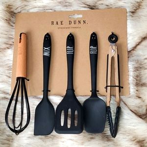 Rae Dunn 5 piece Mini Utensils Black